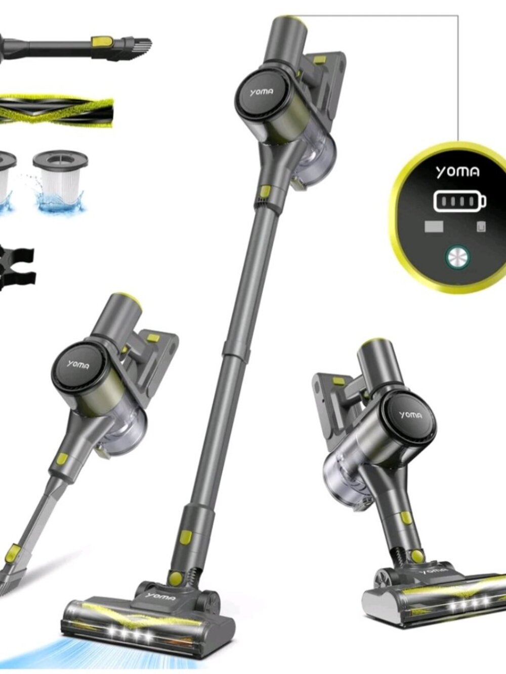 Yoma S18 Cordless Stick Vacuum Yellow 6-in-1 Cleaner NIB